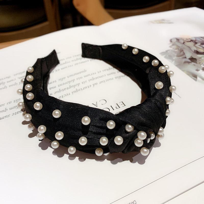 Pearl Headband Twisted Faux Velvet Bling Hair Clip Hairpins