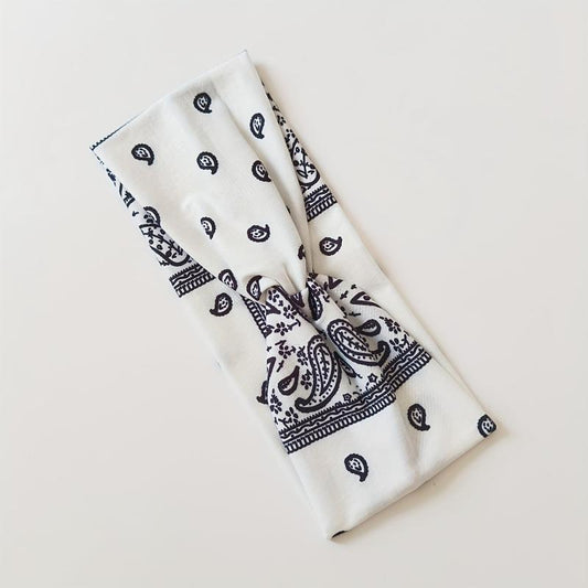 2pcs Boho Headband Stretchy Criss Cross Hair Band Sports Sweatband Paisley Print