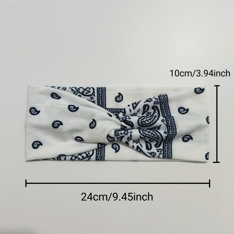2pcs Boho Headband Stretchy Criss Cross Hair Band Sports Sweatband Paisley Print