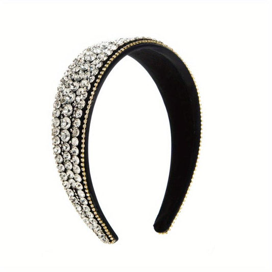 Glitter Rhinestone Headband for Women Wide Brim Headdress