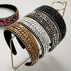 Glitter Rhinestone Headband for Women Wide Brim Headdress