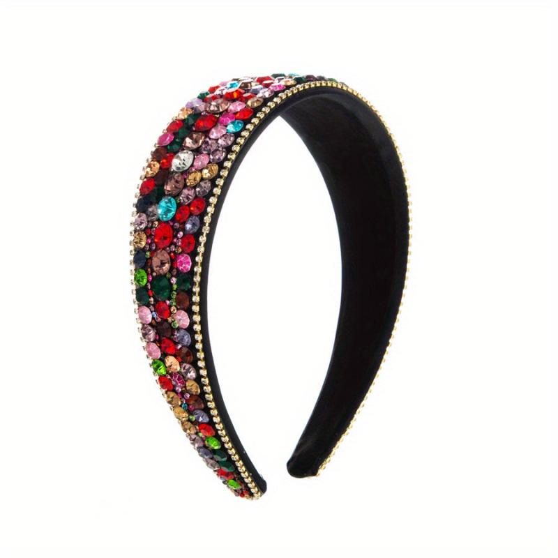 Glitter Rhinestone Headband for Women Wide Brim Headdress