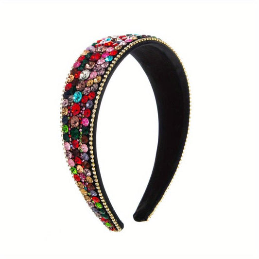Glitter Rhinestone Headband for Women Wide Brim Headdress
