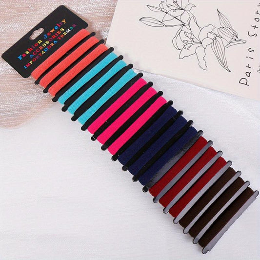 18pcs Elastic Hair Tie Basic Rubber Band Ponytail Hair Rope Hair Accessories