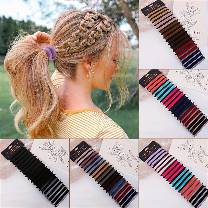 18pcs Elastic Hair Tie Basic Rubber Band Ponytail Hair Rope Hair Accessories