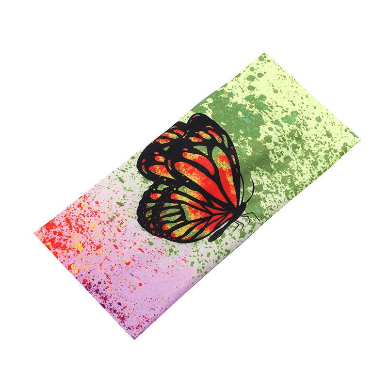 Boho Butterfly Print Wide Headband Elastic Head Wrap