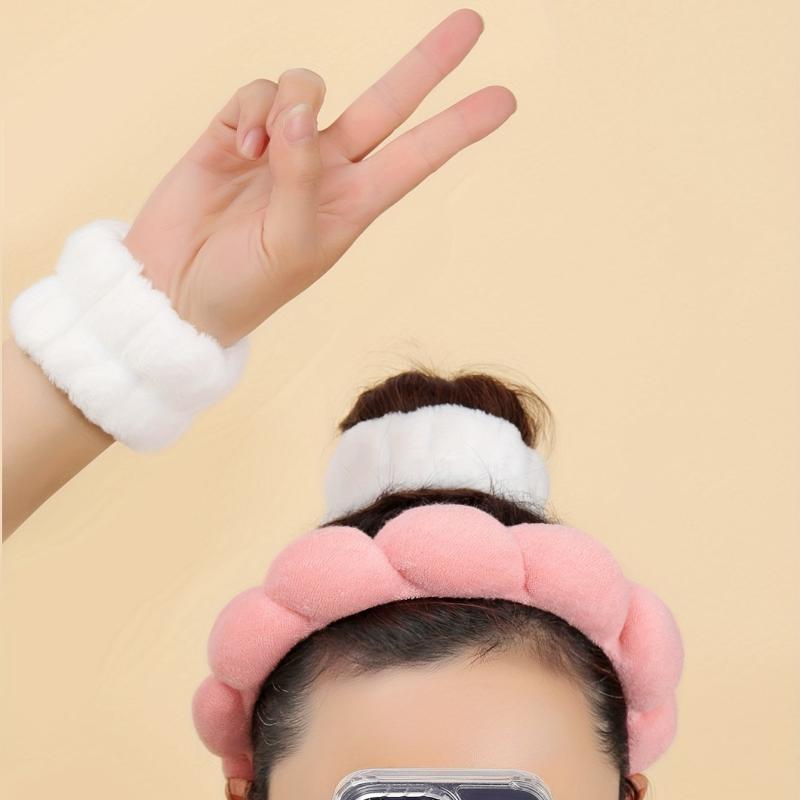 Makeup Headband Hair Band for Washing Face Spa Skincare Elastic Soft Flannel