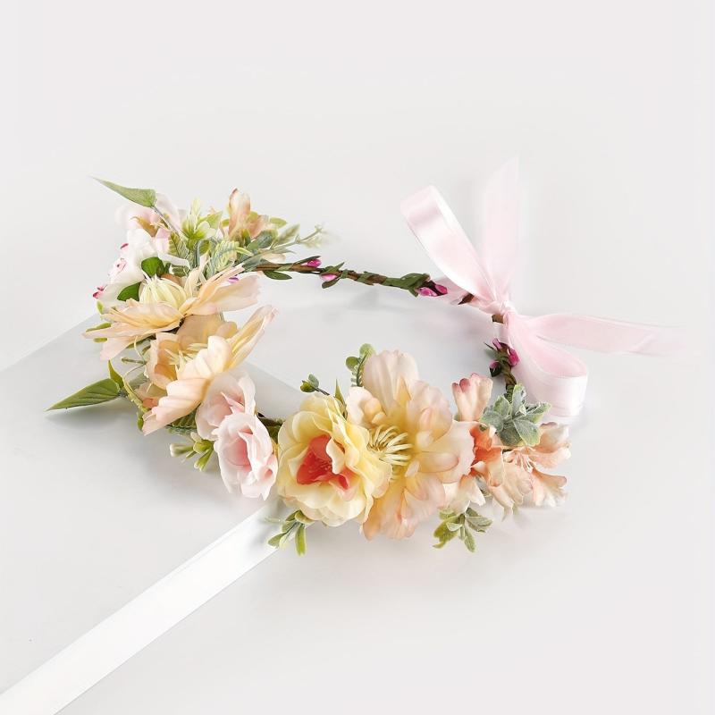 Simulation Flower Leaf Wreath Bridal Headband Hair Accessories For Women Girls