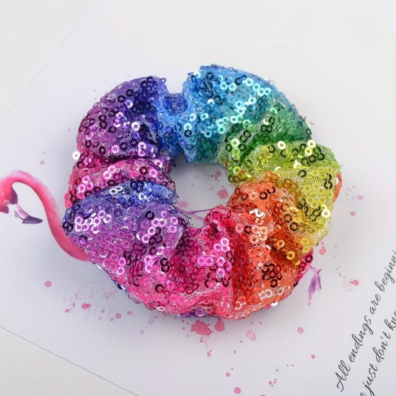4pcs Large Glitter Sequin Hair Tie Y2K Hair Rope Hair Accessories