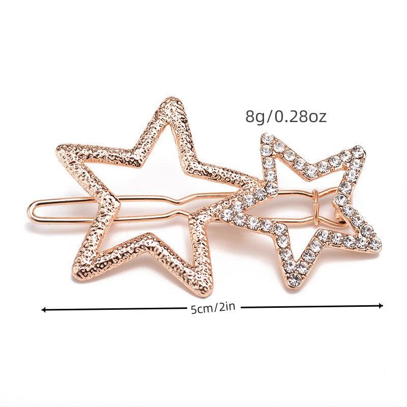Star Rhinestone Hair Clip Silvery Metal Side Clip Hair Accessories For Women