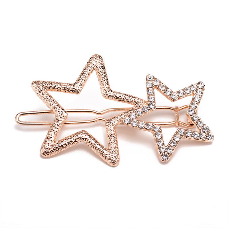 Star Rhinestone Hair Clip Silvery Metal Side Clip Hair Accessories For Women