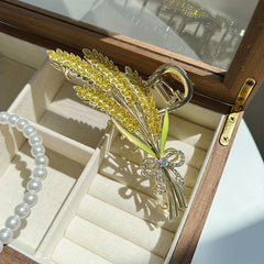 Metal Barley Hair Clip with Rhinestone Back Head Updo Headwear
