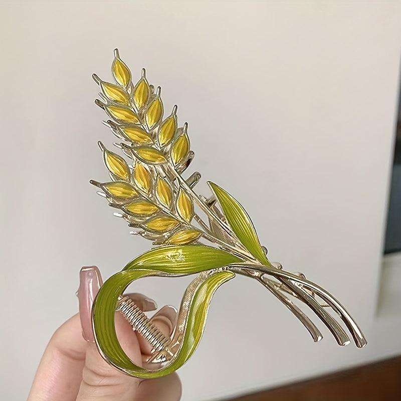 Metal Barley Hair Clip with Rhinestone Back Head Updo Headwear