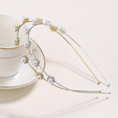 Faux Pearl Rhinestone Headband Style Head Hoop Alloy Hair Band