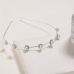 Faux Pearl Rhinestone Headband Style Head Hoop Alloy Hair Band