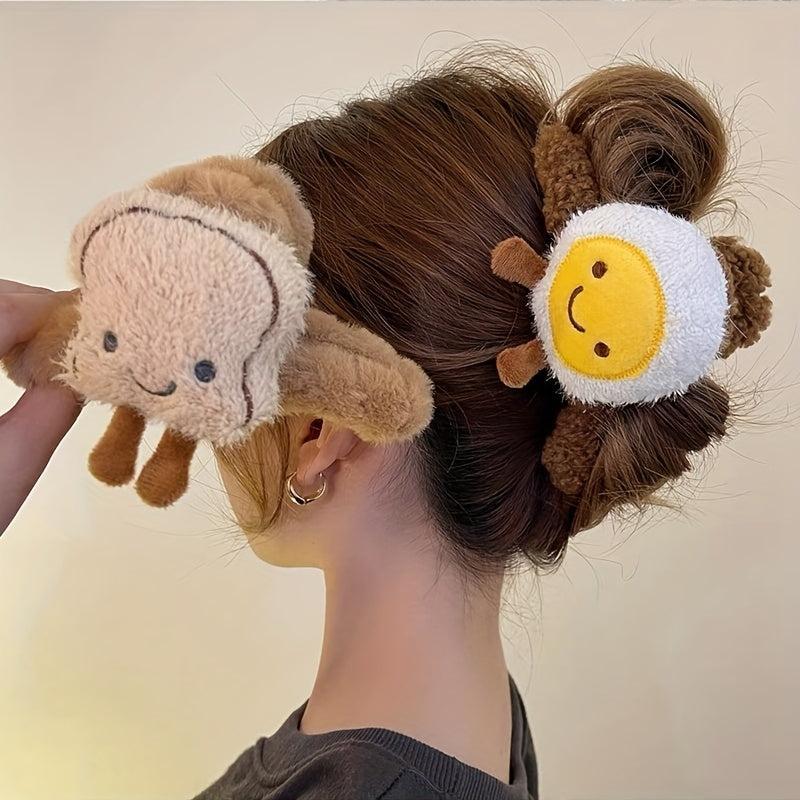 Egg Plush Doll Hair Claw Ponytail Holder