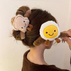 Egg Plush Doll Hair Claw Ponytail Holder