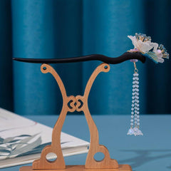 Antique Headdress Wooden Hairpin Beaded Tassel Dress Up Hairpin