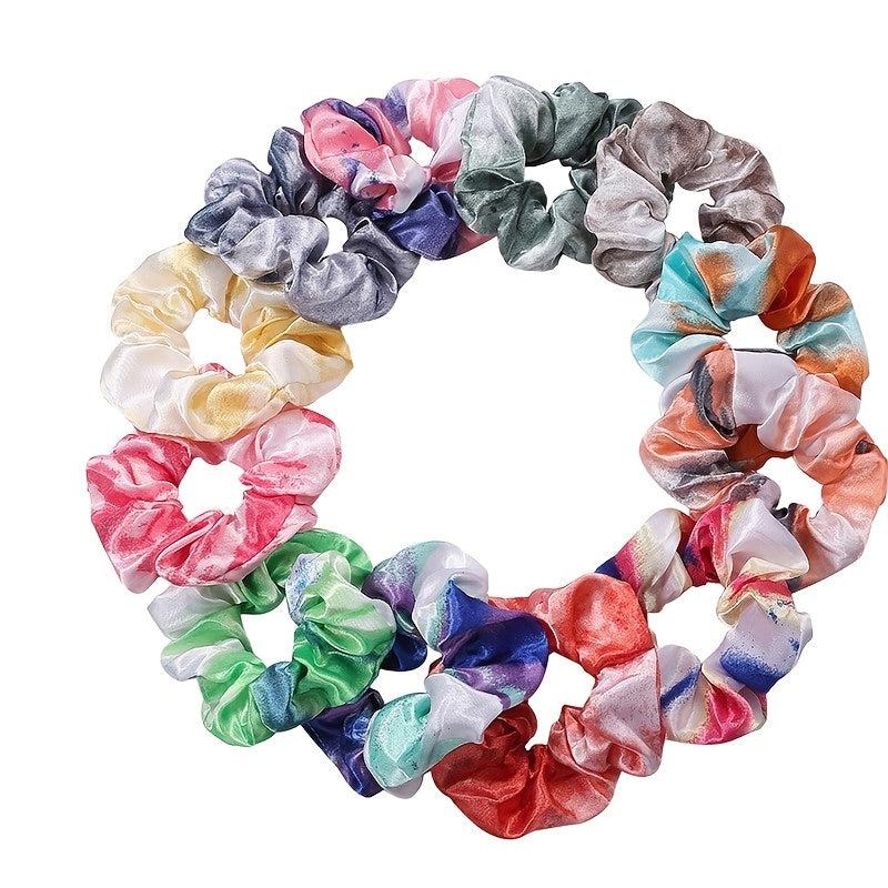 12pcs Sweet Large Scrunchie Hair Rope Gradient Y2K Hair Accessories
