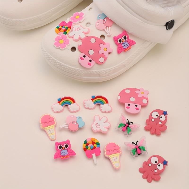 Pink Mushroom Octopus Shoe Charm DIY Shoe Accessories Clogs Shoe Charm