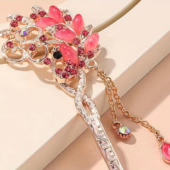Rhinestone Flower Hairpin Hair Stick Ponytail Holder Hair Accessories