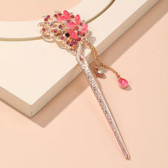 Rhinestone Flower Hairpin Hair Stick Ponytail Holder Hair Accessories
