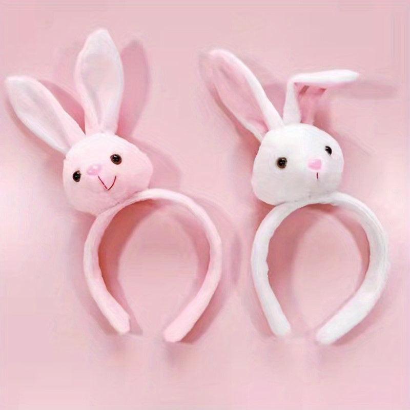 2pcs Plush Headband for Washing Face Spa Makeup Rabbit Ears Flower