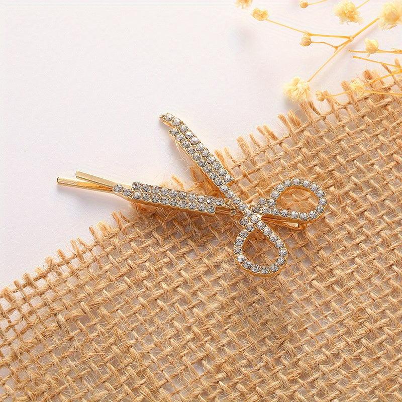 Rhinestone Scissors Hair Clip Crystal Barrette Vintage Accessories