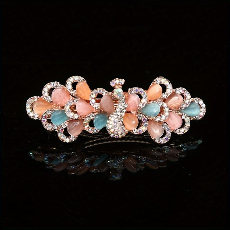 Opal Peacock Shaped Hair Clip for Women