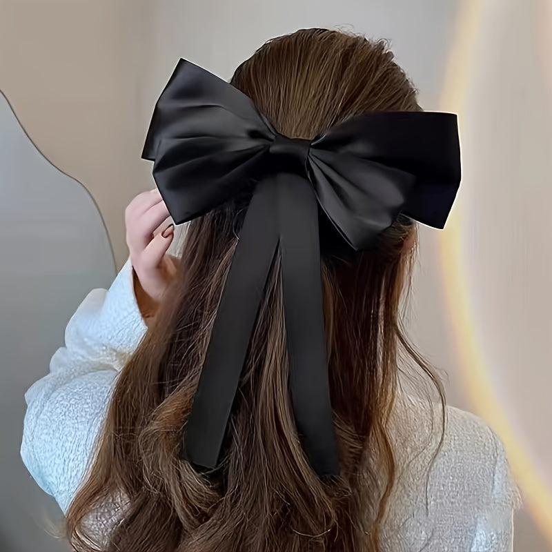 Vintage Silk Bow Ponytail Holder Hair Clip