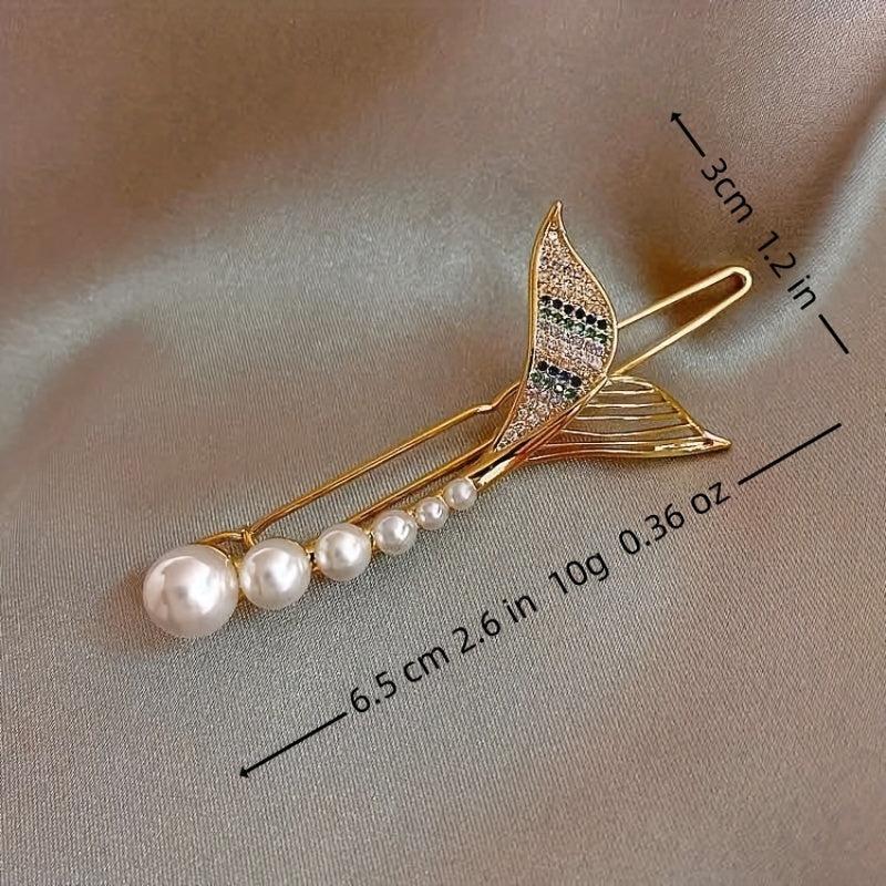 Mermaid Shaped Hair Clip Rhinestone Barrette for Women Girls