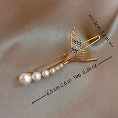 Mermaid Shaped Hair Clip Rhinestone Barrette for Women Girls