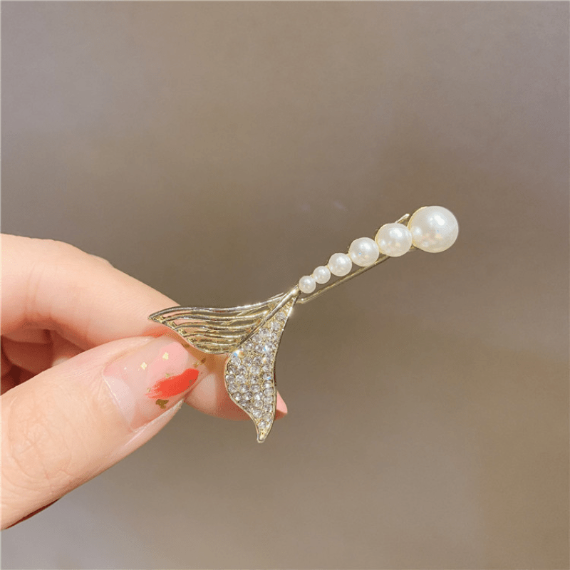 Mermaid Shaped Hair Clip Rhinestone Barrette for Women Girls