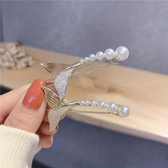 Mermaid Shaped Hair Clip Rhinestone Barrette for Women Girls