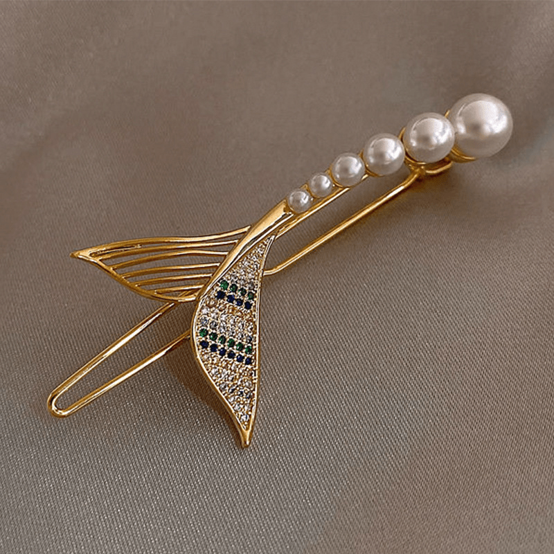 Mermaid Shaped Hair Clip Rhinestone Barrette for Women Girls