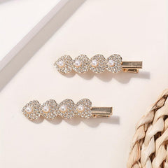 Glitter Heart Hair Clip Bobby Pin Barrette Rhinestone Faux Pearl Hair Slides