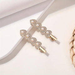 Glitter Heart Hair Clip Bobby Pin Barrette Rhinestone Faux Pearl Hair Slides