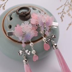 Chinese Hanfu Flower Headdress Tassel Butterfly Girl Fa