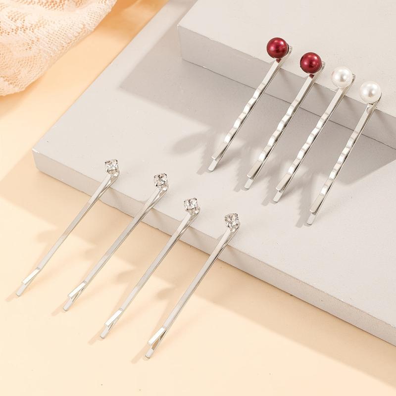 Rhinestone Faux Pearl Hair Clip Bobby Pin Side Clip Head Jewelry