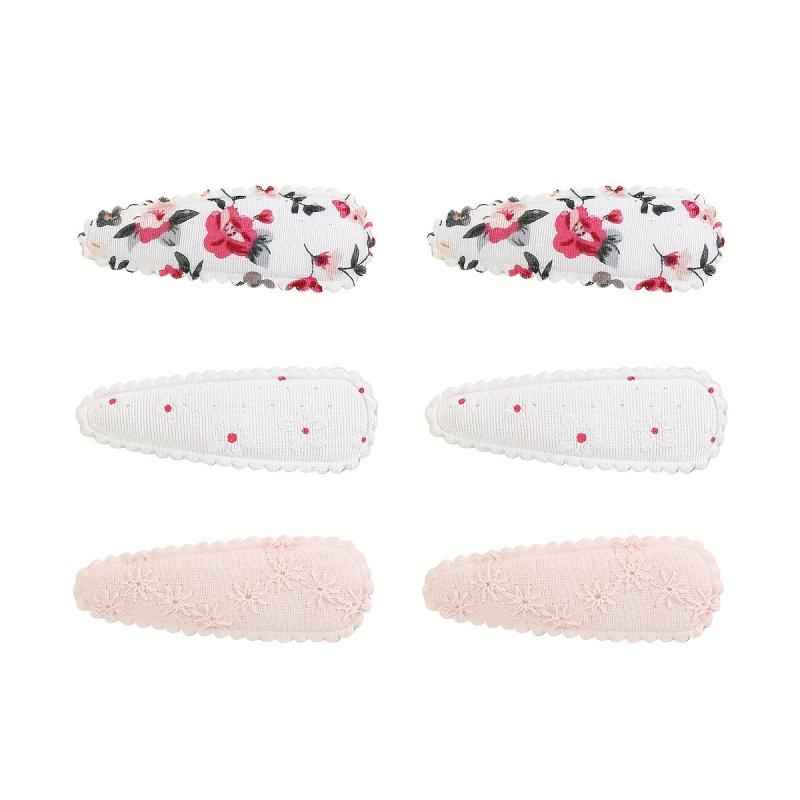 6pcs Floral Printed Hair Clip For Side Hair Bang Braids