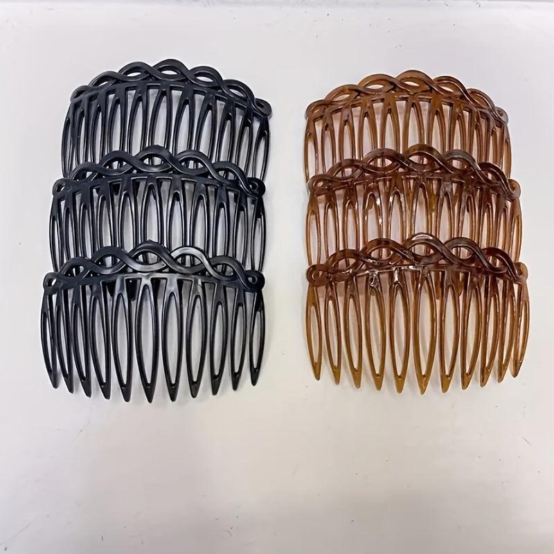 2pcs Solid Hair Comb Retro Vintage Hair Pin Non Slip Hair Bun Maker