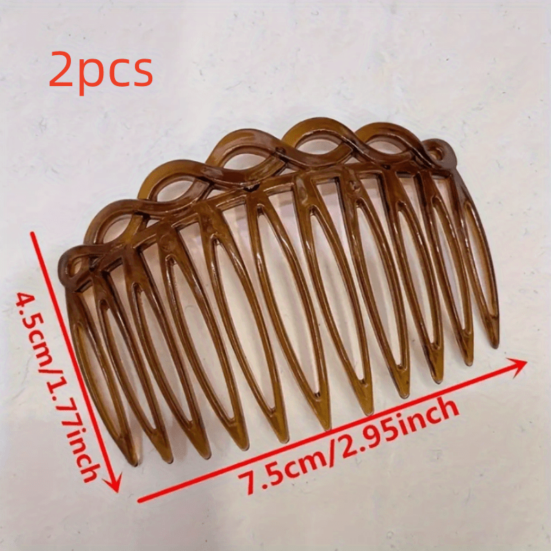 2pcs Solid Hair Comb Retro Vintage Hair Pin Non Slip Hair Bun Maker