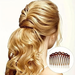 2pcs Solid Hair Comb Retro Vintage Hair Pin Non Slip Hair Bun Maker