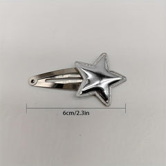 10 PCS Leather Star Shape Hair Clip Snap Clip Side Clip Y2K Hair Accessories