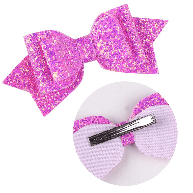 Sequins Bow Hair Clip Duckbill Barrette PU Leather Hair Slides Clip