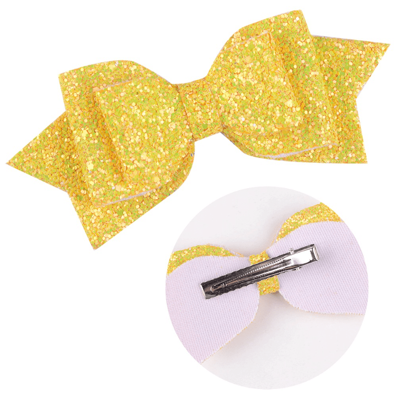Sequins Bow Hair Clip Duckbill Barrette PU Leather Hair Slides Clip