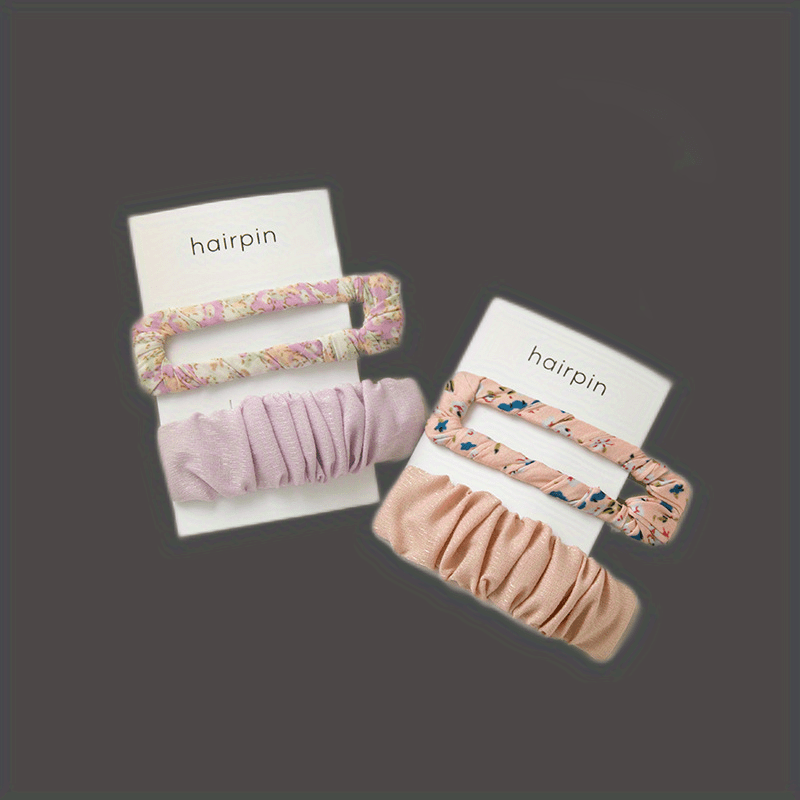 Floral Pattern Hollow Rectangle Shaped Hair Clip Set