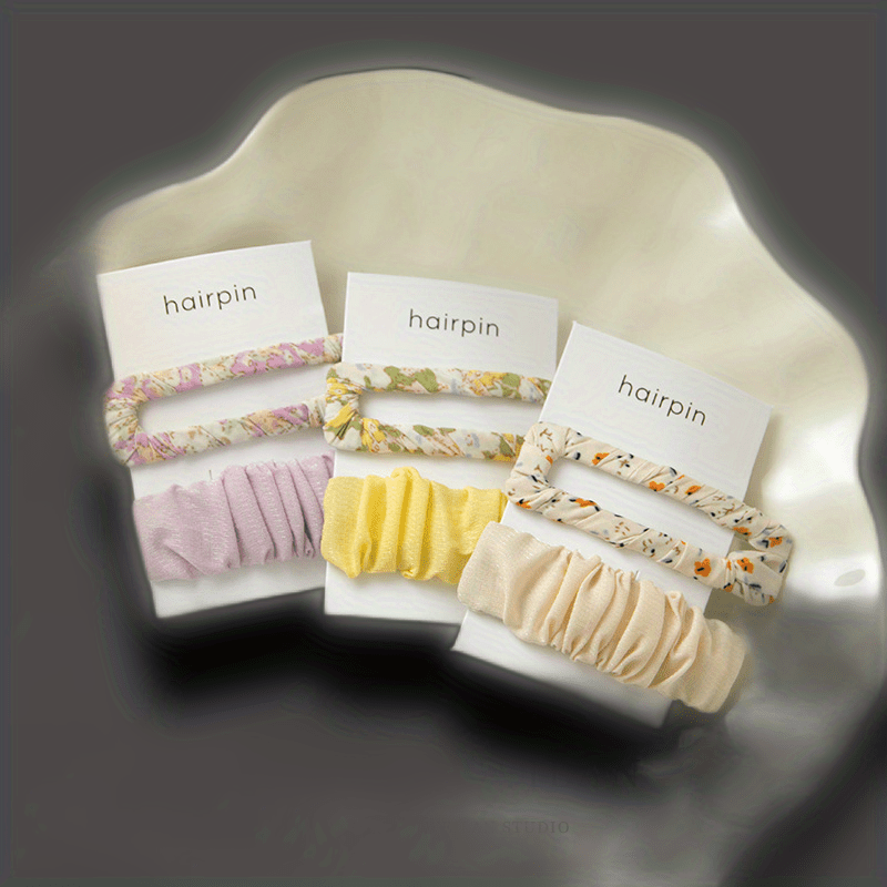 Floral Pattern Hollow Rectangle Shaped Hair Clip Set