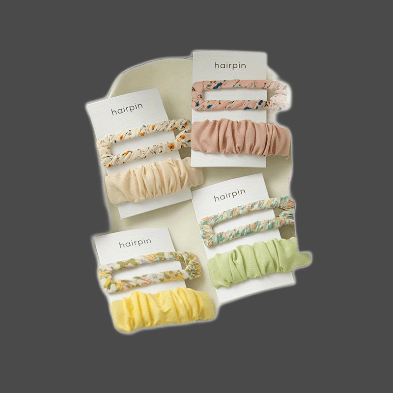 Floral Pattern Hollow Rectangle Shaped Hair Clip Set