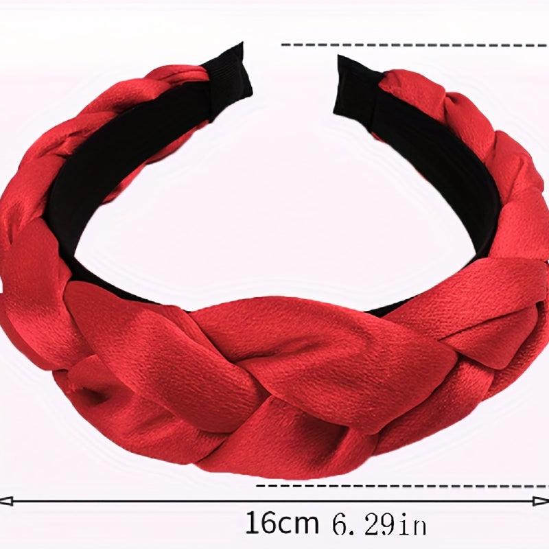 Solid Braided Hair Hoop Silk Headband Hair Accessory For Mother's Gift